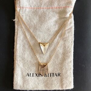 Alexis Bittar lucite Gold and cream Layered Necklace